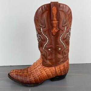 VTG El Alacran De Durango Crocodile Western Cowboy Boots Men 10.5 Brown Scorpion